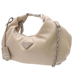Prada 2way Shoulder Crossbody Chain Nylon Saffiano  Tessuto Beige